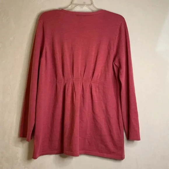 Eileen Fisher Merino Wool Pink Fushia Two Button V Neck Cardigan Size Large - Picture 5 of 13